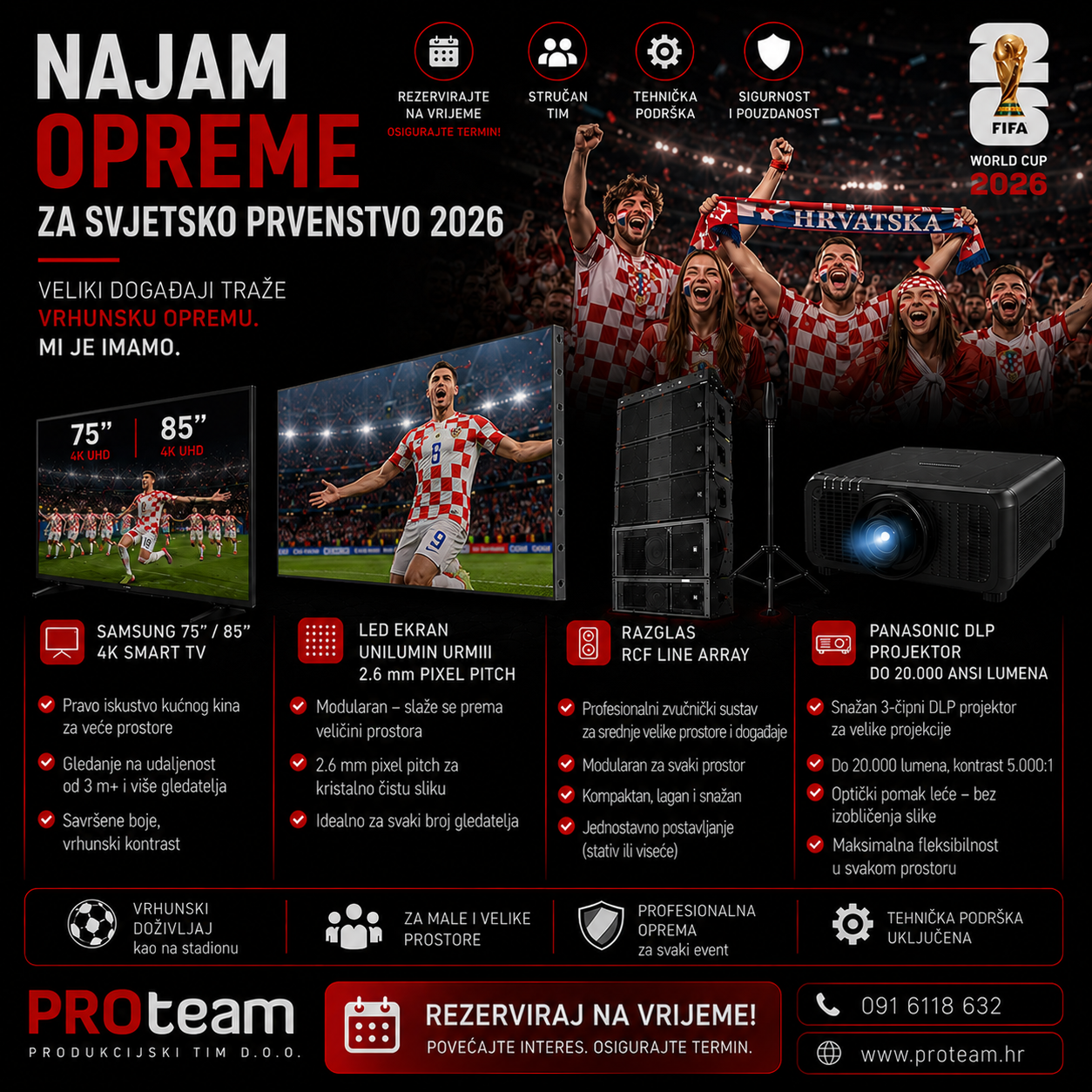 PROTEAM najam vrhunske AV opreme za Svjetsko prvenstvo 2026.